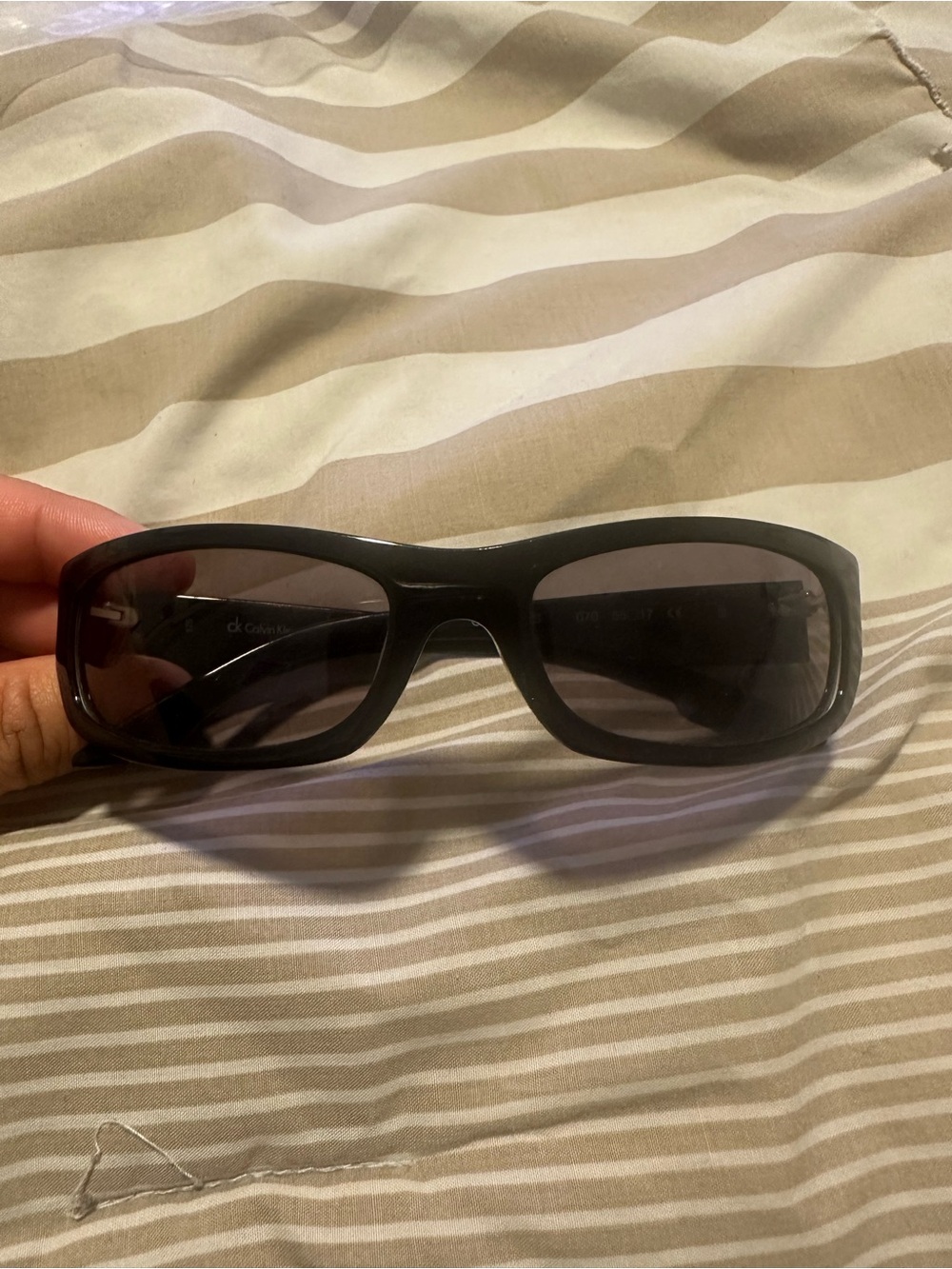 Calvin Klein Black Rectangular Sunglasses with Dark Lenses